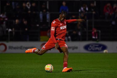 Kolej, Almanya - 23.03.23: 1 numaralı futbol maçı. FC Koeln, Franz Kremer Stadyumu 'nda St. Truiden' a karşı.