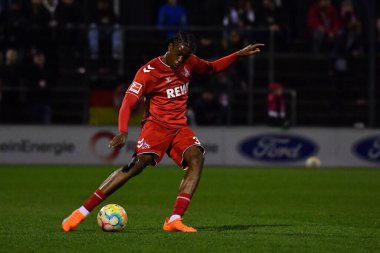 Kolej, Almanya - 23.03.23: 1 numaralı futbol maçı. FC Koeln, Franz Kremer Stadyumu 'nda St. Truiden' a karşı.