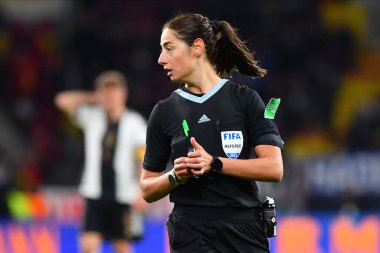 MAINZ, ALMANY - 25.03.23 Maria Sole Caputi. MEWA Arena 'da Almanya ile Peru arasındaki futbol maçı