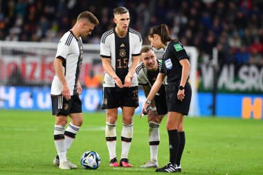 MAINZ, ALMANY - 25.03.23 Maria Sole Caputi. MEWA Arena 'da Almanya ile Peru arasındaki futbol maçı