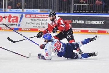 COLOGNE, Almanya - 26.03.23: Hokey maçı DEL KOELNER HAIE - Lanxess Arena 'da Adler MANNHEIM