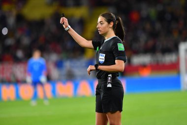 MAINZ, ALMANY - 25.03.23 Maria Sole Caputi. MEWA Arena 'da Almanya ile Peru arasındaki futbol maçı