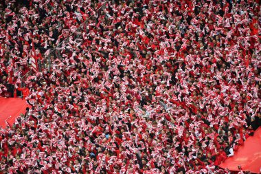 COLOGNE, ALMANY - 02.04.23 Bundesliga 1 'in futbol maçı. FC Koeln, Borussia Moenchengladbach 'a karşı. Rhein Enerji Stadyumunda