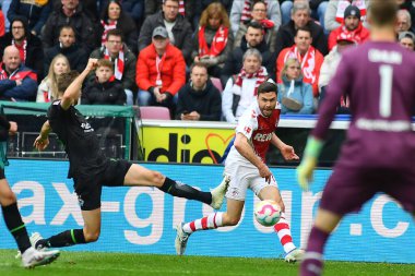 Jonas Hector, Bundesliga 1 'in futbol maçı. 02.04.23. FC Koeln, Borussia Moenchengladbach 'a karşı. Rhein Enerji Stadyumunda