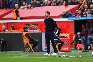 LEVERKUSEN, ALMANY - 08.04.23: Xabi Alonso. Bundesliga maçında Bayer 04 Leverkusen, Eintracht Frankfurt 'a karşı Bayarena' da