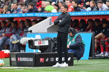 LEVERKUSEN, ALMANY - 08.04.23 Oliver Glasner. Bundesliga maçında Bayer 04 Leverkusen, Eintracht Frankfurt 'a karşı Bayarena' da