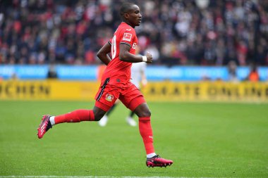 LEVERKUSEN, ALMANY - 08.04.23 Moussa Diaby. Bundesliga maçında Bayer 04 Leverkusen, Eintracht Frankfurt 'a karşı Bayarena' da