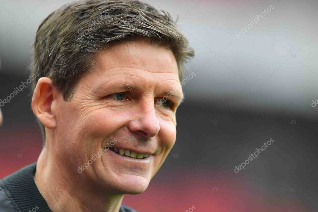 LEVERKUSEN, GERMANY - 08.04.23: Oliver Glasner. The Bundesliga match FC Bayer 04 Leverkusen vs Eintracht Frankfurt at BayArena