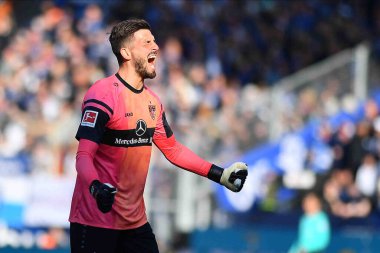 BOCHUM, Almanya - 09.04.23: Fabian Bredlow. Bundesliga VfL Bochum 1848 VfB Stuttgart ile Vonovia Ruhr Stadion futbol karşılaşması