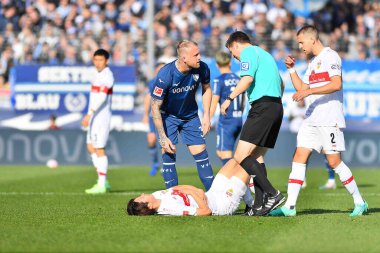 BOCHUM, Almanya - 09.04.23: Bundesliga VfL Bochum 1848 VfB Stuttgart maçı Vonovia Ruhr Stadyumu 'nda