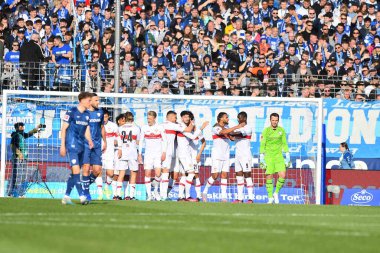 BOCHUM, Almanya - 09.04.23: Bundesliga VfL Bochum 1848 VfB Stuttgart maçı Vonovia Ruhr Stadyumu 'nda