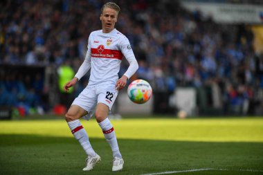 BOCHUM, Almanya - 09.04.23: Chris Fuhrich. Bundesliga VfL Bochum 1848 VfB Stuttgart ile Vonovia Ruhr Stadion futbol karşılaşması