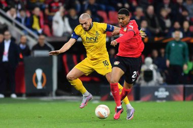 LEVERKUSEN, GERMANY - 13.04.23: Amine Adli Maç UEFA Avrupa Ligi Bayer 04 Leverkusen ile Bayarena 'da Royale Union Saint-Gilloise karşılaşması