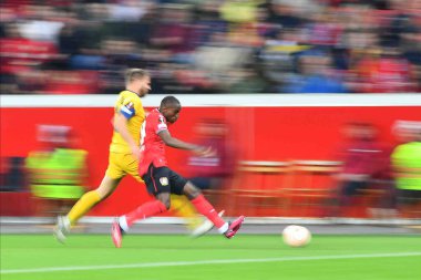 LEVERKUSEN, GERMANY - 13.04.23: Bayarena 'da UEFA Avrupa Ligi Bayer 04 Leverkusen-Royale Union Saint-Gilloise maçı
