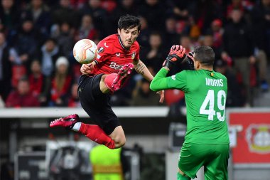 LEVERKUSEN, ALMANY - 13.04.23 Sardar Azmoun. Maç UEFA Avrupa Ligi Bayer 04 Leverkusen, Bayarena 'da Royale Union Saint-Gilloise' e karşı.