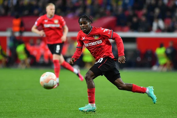 stock image LEVERKUSEN, GERMANY - 13.04.23: Jeremie Frimpong. The match of match UEFA Europa League Bayer 04 Leverkusen vs Royale Union Saint-Gilloise at Bayarena