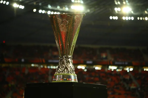 Uefa Europa League Trophy Uefa Cup Uefa Vuosittain Myöntämä Pokaali — kuvapankkivalokuva
