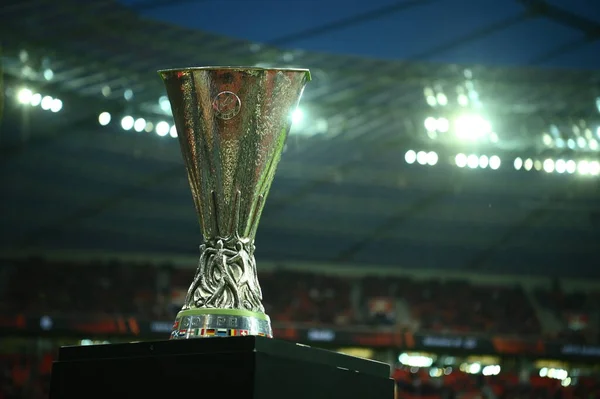 UefaヨーロッパリーグトロフィーUefaカップ Uefaヨーロッパリーグを獲得したサッカークラブに毎年授与されるトロフィー — ストック写真