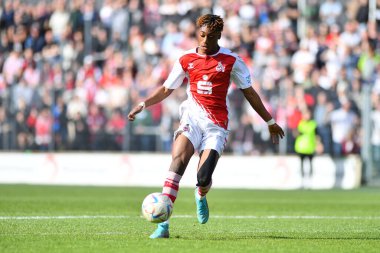 Kolej, Almanya - 14.04.23 Justin Diehl. Jungen Bundesliga 1 'in futbol maçı. FC Koeln U19, Rhein Enerji Stadyumu 'nda Mainz U19' a karşı.