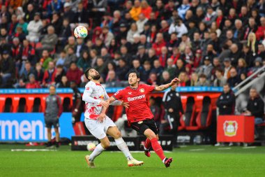 LEVERKUSEN, ALMANY - 23.04.23: Sardar Azmoun, Josko Gvardiol. Bundesliga maçı Bayer 04 Leverkusen, Bayarena 'da Red Bull Leipzig' e karşı.