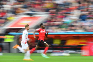 LEVERKUSEN, GERMANY - 23.04.23: Bundesliga maçı Bayer 04 Leverkusen, Bayarena 'da Red Bull Leipzig' e karşı