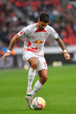 LEVERKUSEN, ALMANY - 23.04.23: Dominik Szoboszlai. Bundesliga maçı Bayer 04 Leverkusen, Bayarena 'da Red Bull Leipzig' e karşı.