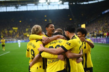 GERMANY, DORTMUND - 22 Nisan 2023: Signal Iduna Park 'taki Sinyal Iduna Parkı' nda Bundesliga Borussia Dortmund-Eintracht maçı