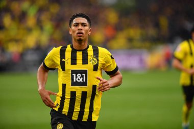 GERMANY, DORTMUND - 22 Nisan 2023 Jude Bellingham. Bundesliga Borussia Dortmund-Eintracht maçı Iduna Park Sinyali 'nde.