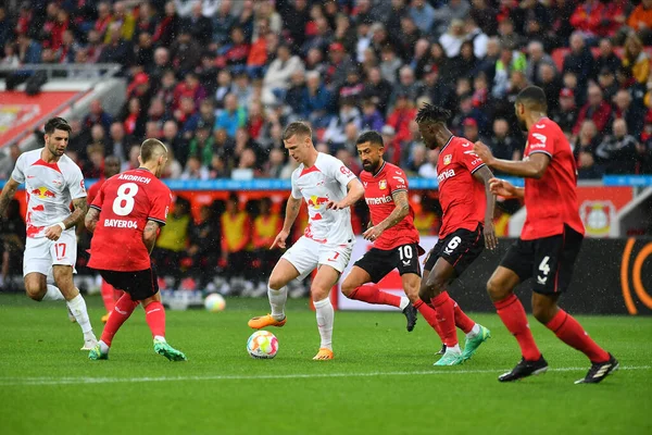 LEVERKUSEN, ALMANY - 23.04.23 Dani Olmo. Bundesliga maçı Bayer 04 Leverkusen, Bayarena 'da Red Bull Leipzig' e karşı.