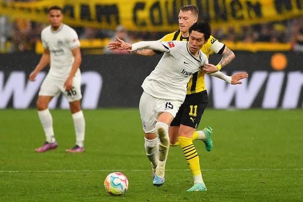 Deutschland Dortmund April 2023 Daichi Kamada Marco Reus Das Spiel — Stockfoto
