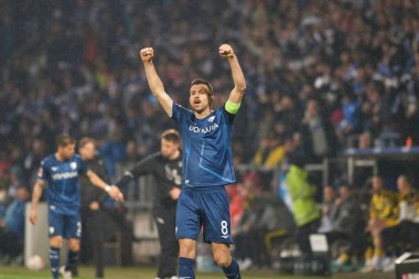 BOCHUM, ALMANY - 28 NİSAN 2023: Bundesliga VfL Bochum 1848 'de Vonovia Ruhr Stadyumu' nda Borussia Dortmund 'a karşı oynanan futbol maçı.