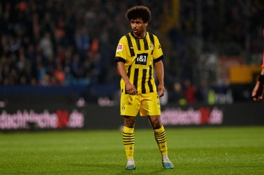 BOCHUM, ALMANY - 28 Nisan 2023: Karim Adeyemi. Bundesliga VfL Bochum 1848 'de Vonovia Ruhr Stadyumu' nda Borussia Dortmund 'a karşı oynanan futbol maçı.