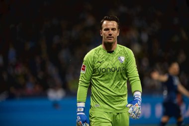 BOCHUM, GERMANY - 28 Nisan 2023: Manuel Riemann VfL Bochum futbol maçı Vonovia Ruhr Stadyumu 'nda Borussia Dortmund' a karşı