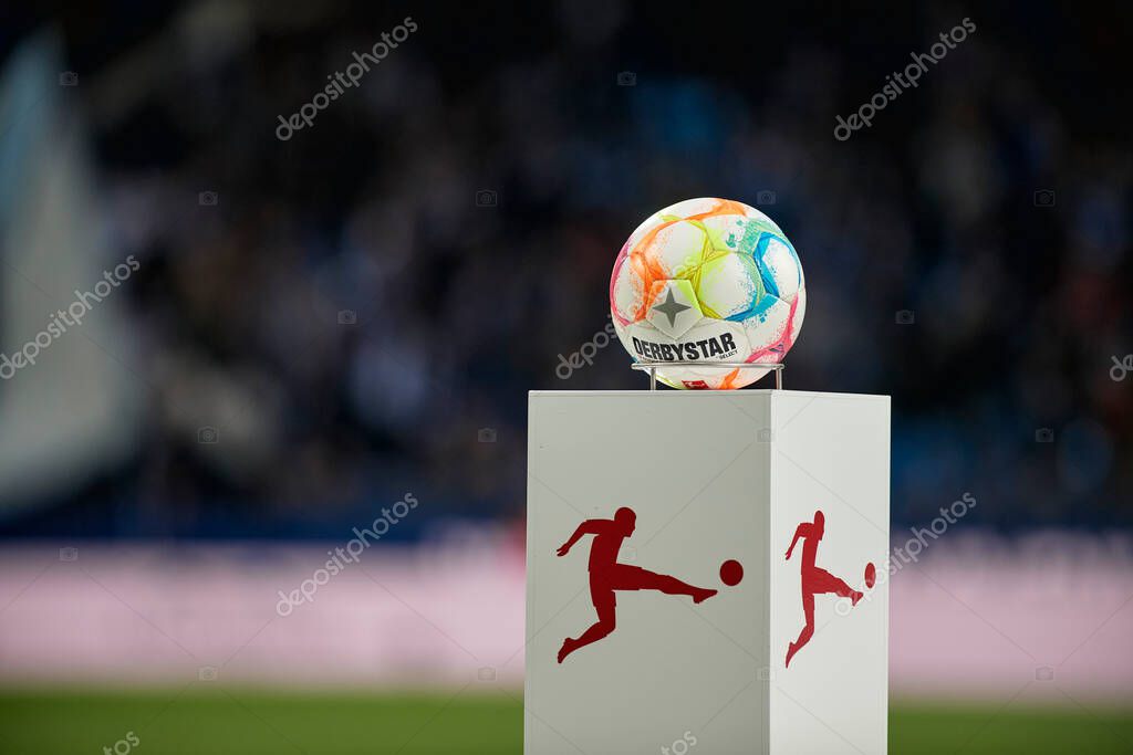 BOCHUM, GERMANY - APRIL 28, 2023: Ball Select. The football match of Bundesliga VfL Bochum 1848 vs Borussia Dortmund at Vonovia Ruhr Stadion