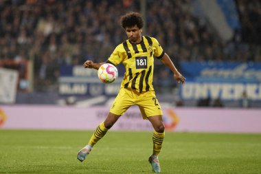 BOCHUM, ALMANY - 28 Nisan 2023: Karim Adeyemi. Bundesliga VfL Bochum 1848 'de Vonovia Ruhr Stadyumu' nda Borussia Dortmund 'a karşı oynanan futbol maçı.