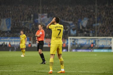 BOCHUM, ALMANY - 28 Nisan 2023 Giovanni Reyna. Bundesliga VfL Bochum 1848 'de Vonovia Ruhr Stadyumu' nda Borussia Dortmund 'a karşı oynanan futbol maçı.