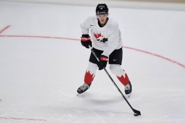 RIGA, LATVIA 11 Mayıs 2022 KREBS Peyton. Kanada antrenman takımı. IIHF 2023 Buz Hokeyi Dünya Şampiyonası