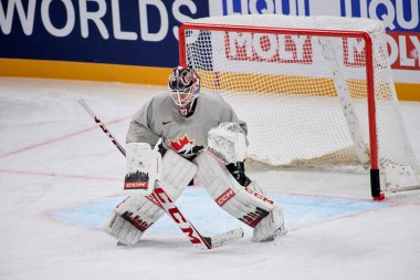 RIGA, LATVIA - 11 Mayıs 2022: LEVI Devon. Kanada antrenman takımı. IIHF 2023 Buz Hokeyi Dünya Şampiyonası