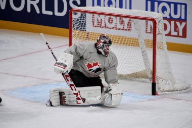 RIGA, LATVIA - 11 Mayıs 2022: LEVI Devon. Kanada antrenman takımı. IIHF 2023 Buz Hokeyi Dünya Şampiyonası