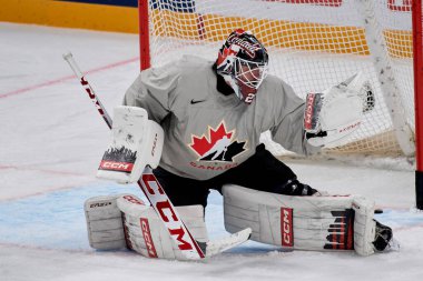 RIGA, LATVIA - 11 Mayıs 2022: LEVI Devon. Kanada antrenman takımı. IIHF 2023 Buz Hokeyi Dünya Şampiyonası