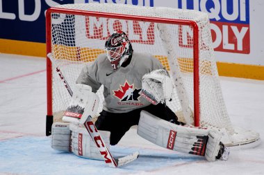 RIGA, LATVIA - 11 Mayıs 2022: LEVI Devon. Kanada antrenman takımı. IIHF 2023 Buz Hokeyi Dünya Şampiyonası