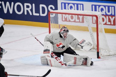 RIGA, LATVIA - 11 Mayıs 2022: LEVI Devon. Kanada antrenman takımı. IIHF 2023 Buz Hokeyi Dünya Şampiyonası