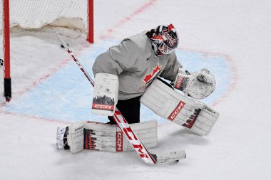 RIGA, LATVIA - 11 Mayıs 2022: LEVI Devon. Kanada antrenman takımı. IIHF 2023 Buz Hokeyi Dünya Şampiyonası
