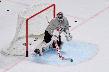 RIGA, LATVIA - 11 Mayıs 2022: LEVI Devon. Kanada antrenman takımı. IIHF 2023 Buz Hokeyi Dünya Şampiyonası