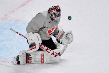 RIGA, LATVIA - 11 Mayıs 2022: LEVI Devon. Kanada antrenman takımı. IIHF 2023 Buz Hokeyi Dünya Şampiyonası