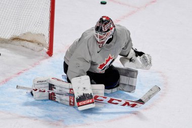 RIGA, LATVIA - 11 Mayıs 2022: LEVI Devon. Kanada antrenman takımı. IIHF 2023 Buz Hokeyi Dünya Şampiyonası