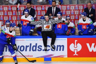 LATVIA, RIGA - 12.05.23: Slovakya Oyunu - Çek Cumhuriyeti. IIHF 2023 Buz Hokeyi Dünya Şampiyonası