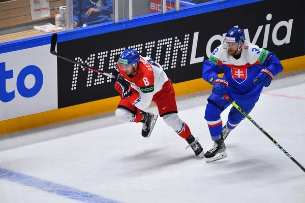 Lotyšsko Riga Janosik Adam Beranek Ondřej Mistrovství Světa Ledním Hokeji — Stock fotografie