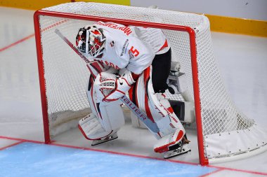 LATVIA, RIGA - 12.05.23 MonTEMBEAULT Samuel. Letonya-Kanada maçı. IIHF 2023 Buz Hokeyi Dünya Şampiyonası