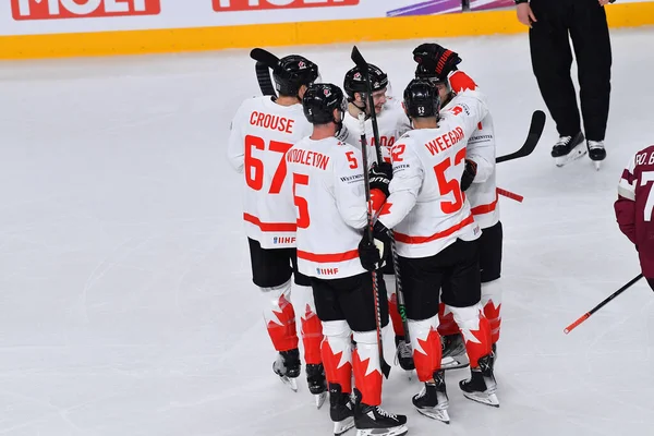 Letonia Riga Juego Letonia Canadá Iihf 2023 Campeonato Mundial Hockey —  Fotos de Stock